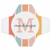 Mit Monogramm Retro Farbige Streifen Personalisier Fußball (Flach)