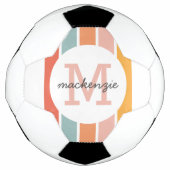 Mit Monogramm Retro Farbige Streifen Personalisier Fußball (Vorderseite)