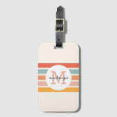 Mit Monogramm Retro Farbige Streifen Personalisier Gepäckanhänger (Vorderseite Vertikal)