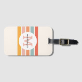 Mit Monogramm Retro Farbige Streifen Personalisier Gepäckanhänger (Vorderseite (Horizontal))