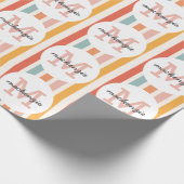 Mit Monogramm Retro Farbige Streifen Personalisier Geschenkpapier (Ecke)