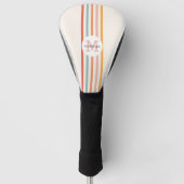 Mit Monogramm Retro Farbige Streifen Personalisier Golf Headcover (Vorderseite)