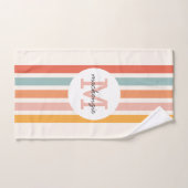 Mit Monogramm Retro Farbige Streifen Personalisier Handtuch (Handtuch)