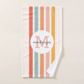 Mit Monogramm Retro Farbige Streifen Personalisier Handtuch (Handtuch)