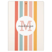 Mit Monogramm Retro Farbige Streifen Personalisier Klemmbrett (Rückseite)