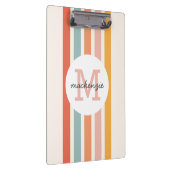 Mit Monogramm Retro Farbige Streifen Personalisier Klemmbrett (Rechts)