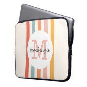 Mit Monogramm Retro Farbige Streifen Personalisier Laptopschutzhülle (Vorderseite Links)
