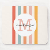 Mit Monogramm Retro Farbige Streifen Personalisier Mousepad (Vorne)