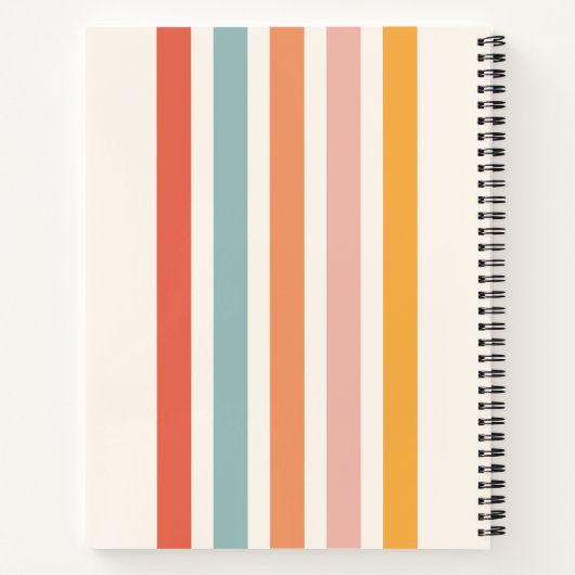 Mit Monogramm Retro Farbige Streifen Personalisier Notizblock (Rückseite)