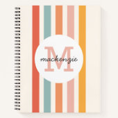 Mit Monogramm Retro Farbige Streifen Personalisier Notizblock (Vorderseite)