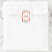 Mit Monogramm Retro Farbige Streifen Personalisier Runder Aufkleber (Tasche)