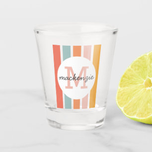 Mit Monogramm Retro Farbige Streifen Personalisier Schnapsglas