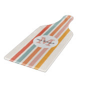 Mit Monogramm Retro Farbige Streifen Personalisier Schneidebrett (Ecke)