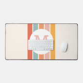 Mit Monogramm Retro Farbige Streifen Personalisier Schreibtischunterlage (Tastatur & Maus)