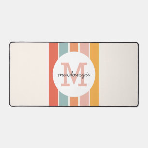 Mit Monogramm Retro Farbige Streifen Personalisier Schreibtischunterlage