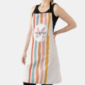 Mit Monogramm Retro Farbige Streifen Personalisier Schürze (InSitu)