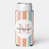 Mit Monogramm Retro Farbige Streifen Personalisier Selters Dosenkühler (Seltzer Rückseite)