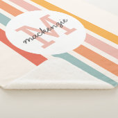 Mit Monogramm Retro Farbige Streifen Personalisier Sherpadecke (3/4)