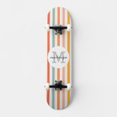 Mit Monogramm Retro Farbige Streifen Personalisier Skateboard (Vorderseite)