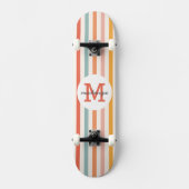 Mit Monogramm Retro Farbige Streifen Personalisier Skateboard (Vorderseite)