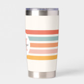 Mit Monogramm Retro Farbige Streifen Personalisier Thermobecher (Rückseite)