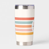 Mit Monogramm Retro Farbige Streifen Personalisier Thermobecher (Vorderseite)