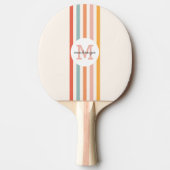 Mit Monogramm Retro Farbige Streifen Personalisier Tischtennis Schläger (Vorderseite)