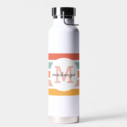 Mit Monogramm Retro Farbige Streifen Personalisier Trinkflasche (Links)