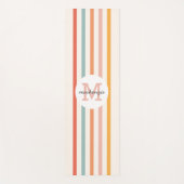 Mit Monogramm Retro Farbige Streifen Personalisier Yogamatte (Vorderseite)
