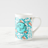 Mit Monogramm Retro-Farbleaf-Muster Porzellantasse (Rechts)