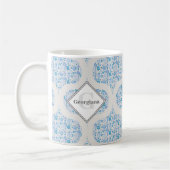 Mit Monogramm Retro Florals Berry Blues Mid Mod Og Kaffeetasse (Links)