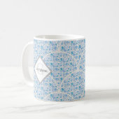 Mit Monogramm Retro Florals Berry Kaffeetasse (Vorderseite Links)