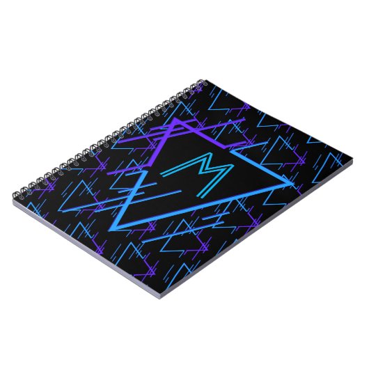 Mit Monogramm Retro-Neon Geometrisches Muster 2 Notizblock (Linke Seite)