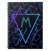 Mit Monogramm Retro-Neon Geometrisches Muster 2 Notizblock (Vorderseite)