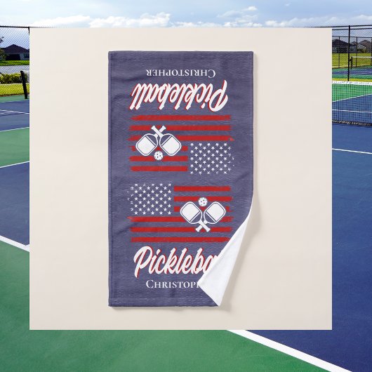 Mit Monogramm Retro Pickleball Handtuch