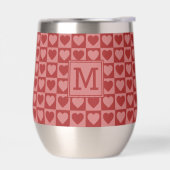 Mit Monogramm Retro-Rot- und rosa Herzmuster (Links)