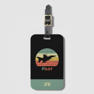 Mit Monogramm, Retro-Startflugzeug, Luftfahrzeug Gepäckanhänger