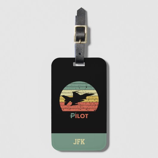 Mit Monogramm, Retro-Startflugzeug, Luftfahrzeug Gepäckanhänger (Vorderseite Vertikal)