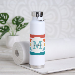 Mit Monogramm Retro Streifen Personalisiert Trinkflasche