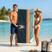 Mit Monogramm Retro-Vintage Farbpalettenstreifen Strandtuch