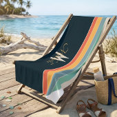 Mit Monogramm Retro-Vintage Farbpalettenstreifen Strandtuch