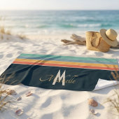 Mit Monogramm Retro-Vintage Farbpalettenstreifen Strandtuch