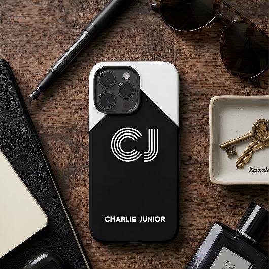 mit Monogramm Retroinitis Schwarzweiß Case-Mate iPhone Hülle