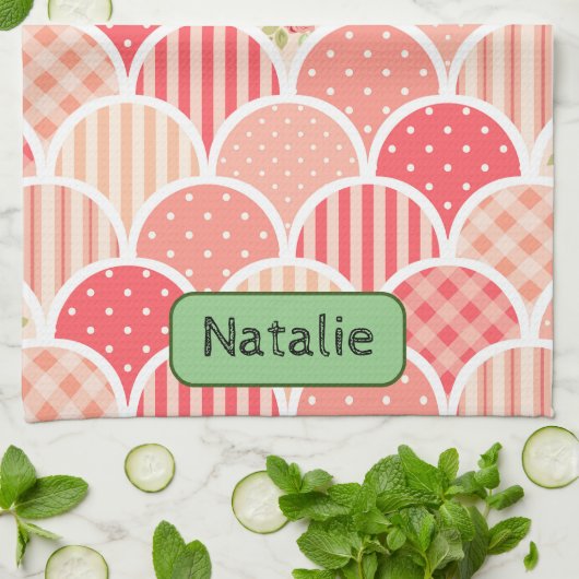 Mit Monogramm Retromuster Geschirrtuch (Gefaltet)