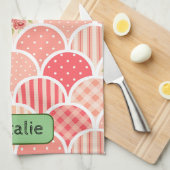 Mit Monogramm Retromuster Geschirrtuch (Viertel Falte)