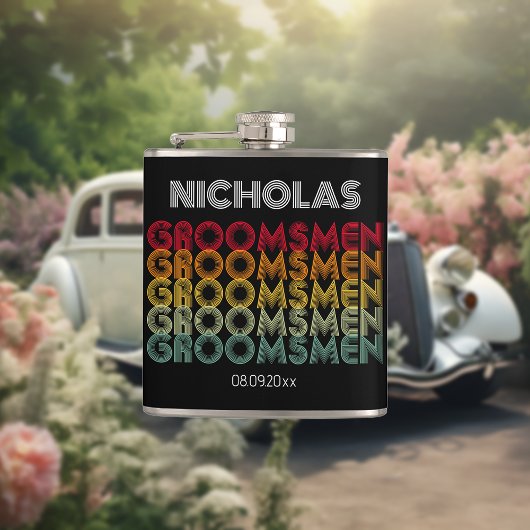 Mit Monogramm Retrostil-Trauzeugen Hochzeit Flachmann