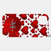 Mit Monogramm romanisches Herzmuster Case-Mate iPhone Hülle (Rückseite (Horizontal))