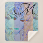 Mit Monogramm Romantische Shabby Chic Pastellfarbe Sherpadecke (Vorderseite)