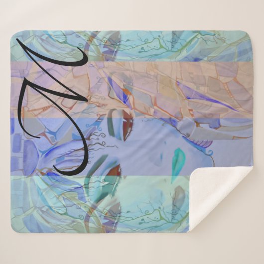 Mit Monogramm Romantische Shabby Chic Pastellfarbe Sherpadecke (Vorderseite (Horizontal))