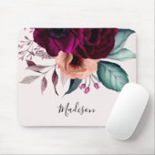 Mit Monogramm Romantische Vintage Boho Purple Blum Mousepad (Mit Mouse)